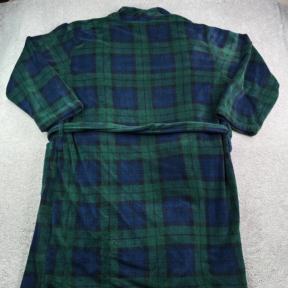 Polo Ralph Lauren Robe Mens Large Green Blackwatch Plaid Thick Fleece Belted